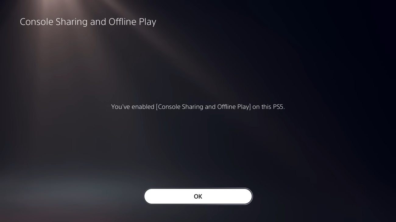 Conferma della condivisione console attivata